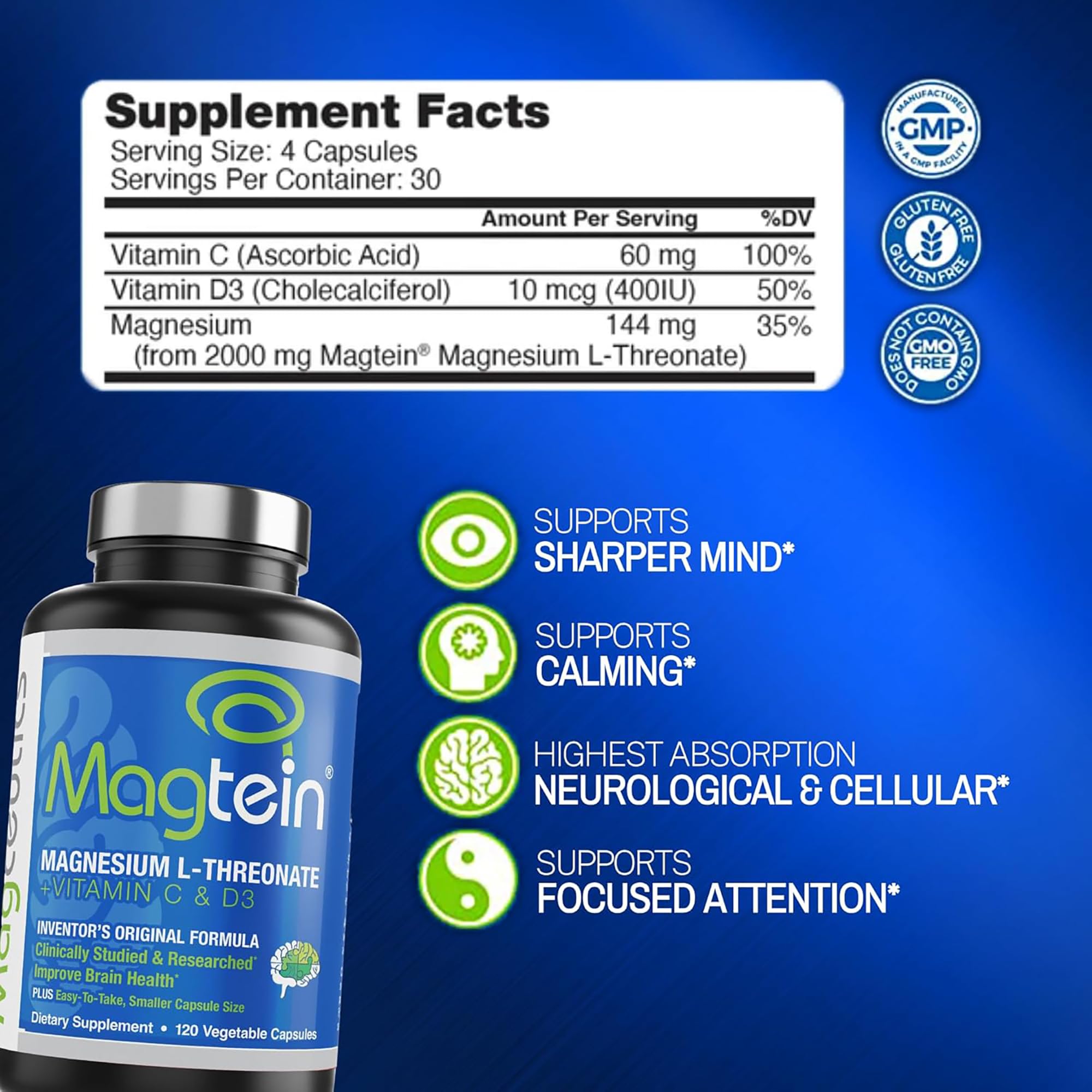 Magceutics Magtein botella: diseño práctico para tomar en casa o trabajo