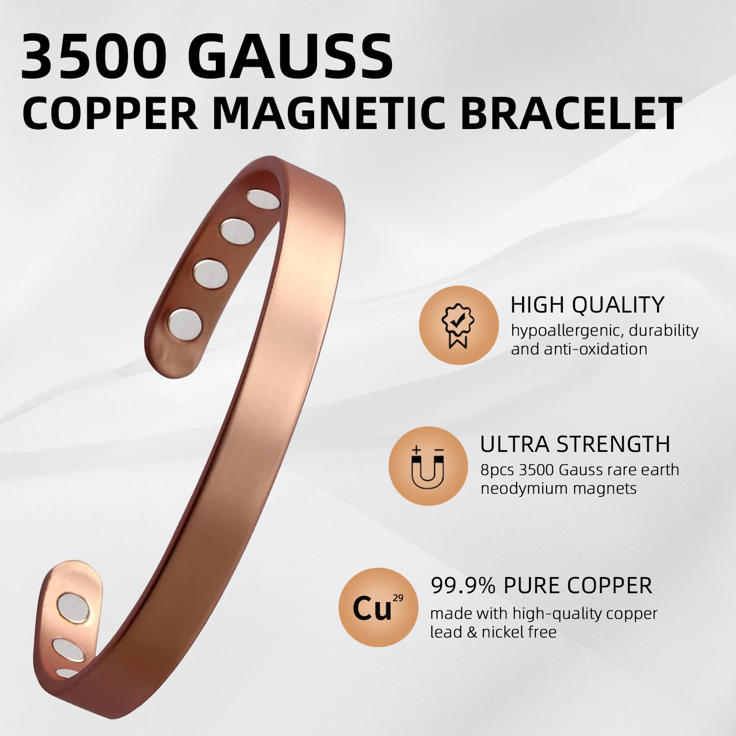 Diseño clásico de MagEnergy pulsera de cobre para estilo duradero
