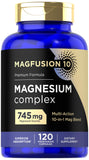 Magfusion-10 cápsulas vegetarianas, complejo de magnesio 10 en 1 para uso diario.