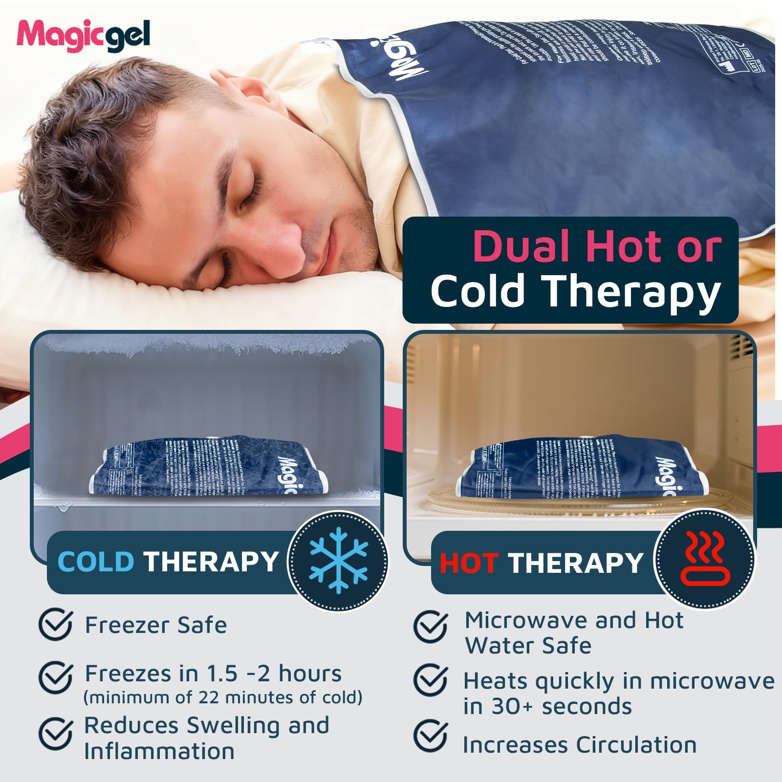 Magic Gel Extralargo uso para dormir con frío suave y cómodo