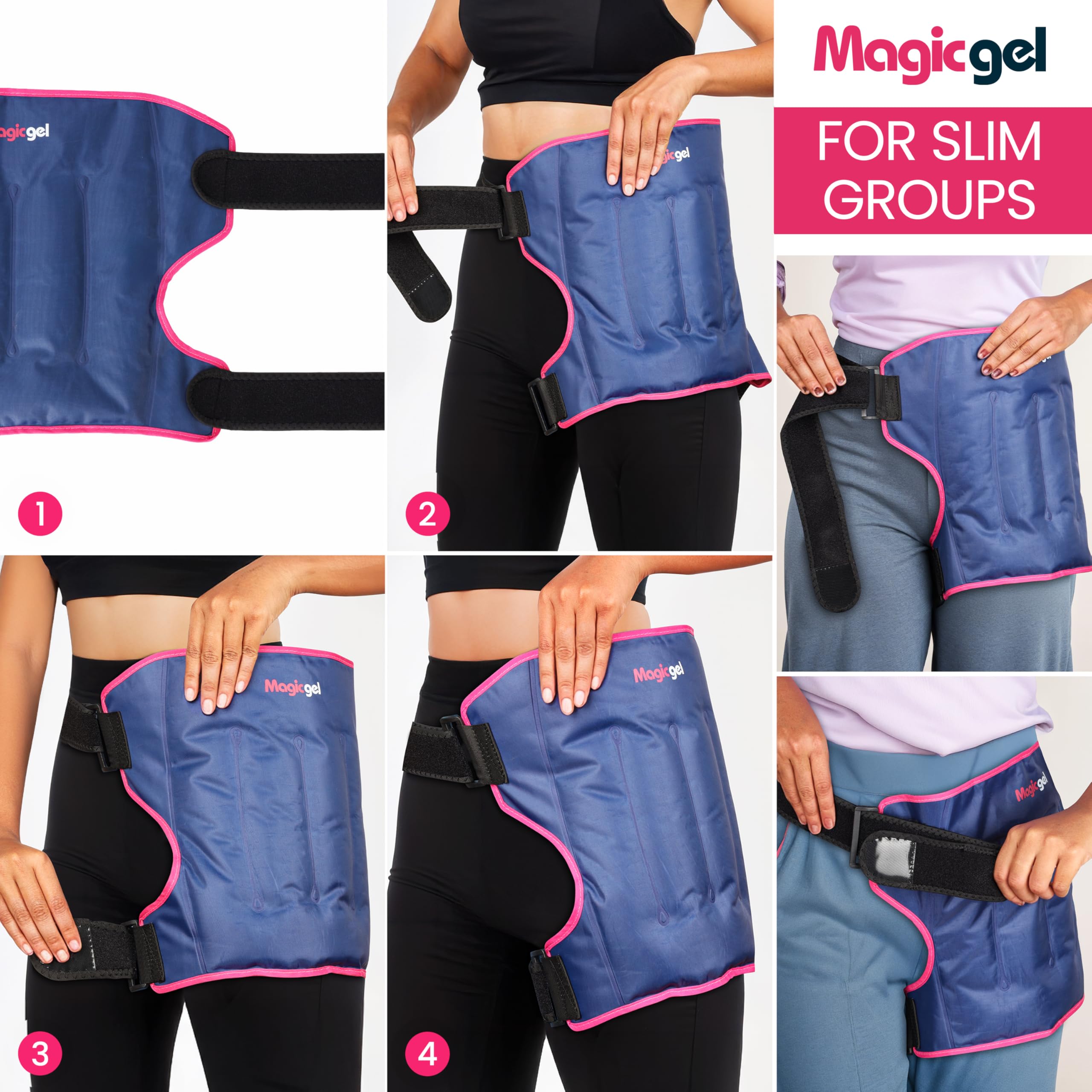 Magic Gel Hip Wrap reutilizable para recuperación en casa.