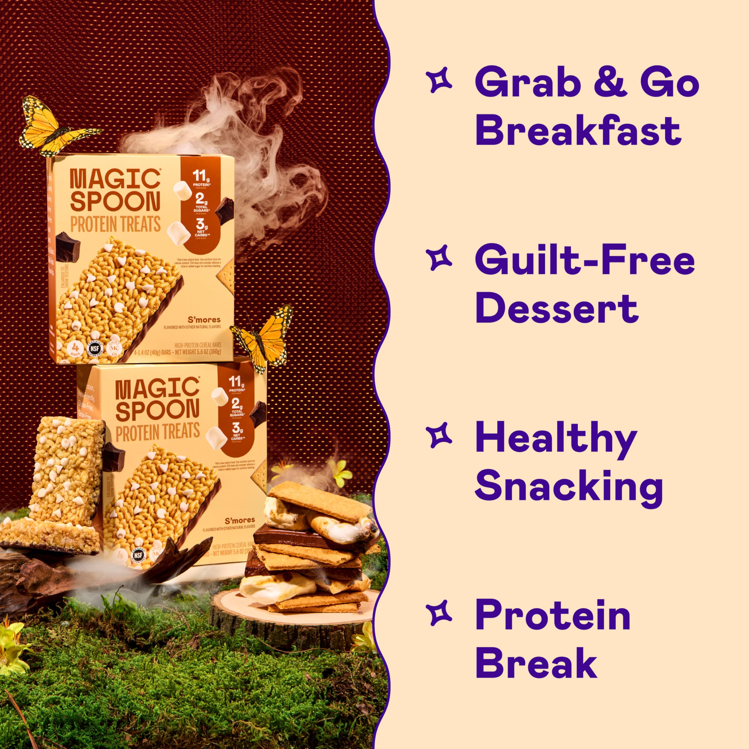 Magic Spoon snack con proteína 12-14 g, energía sostenida.