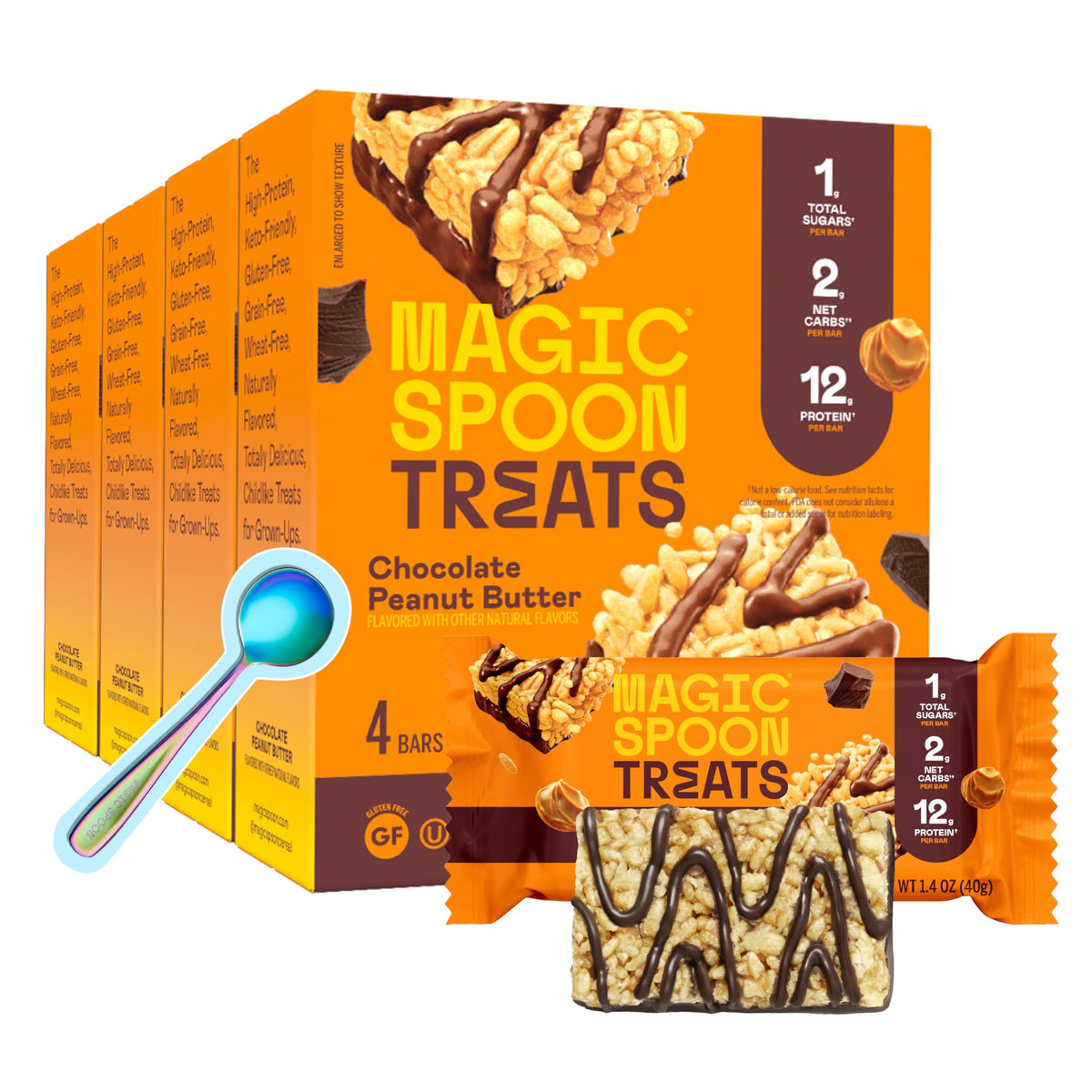 Barra Magic Spoon Treats chocolate con maní, sabor intenso y alto contenido proteico.