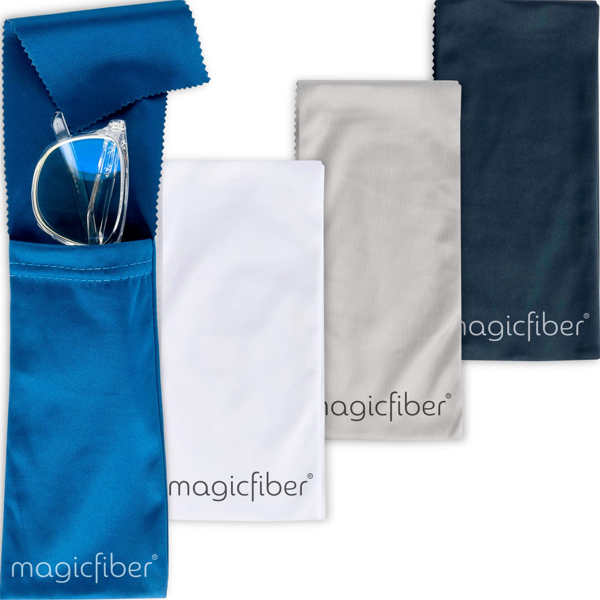 MagicFiber funda-gafas ultra suave en 4 colores para viaje y uso diario.