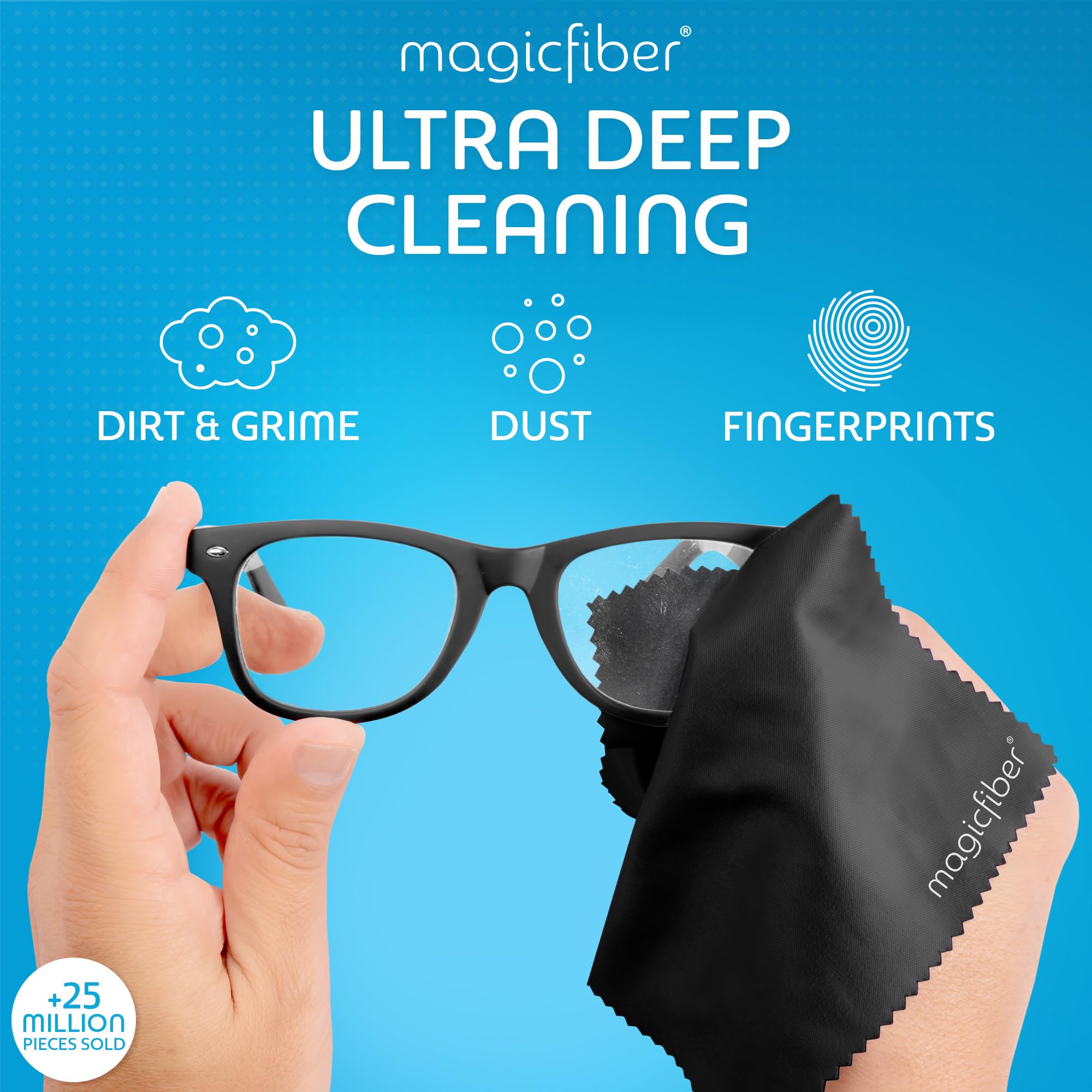 MagicFiber kit limpieza anteojos portátil, ideal para viaje y trabajo.