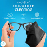 MagicFiber kit limpieza anteojos portátil, ideal para viaje y trabajo.