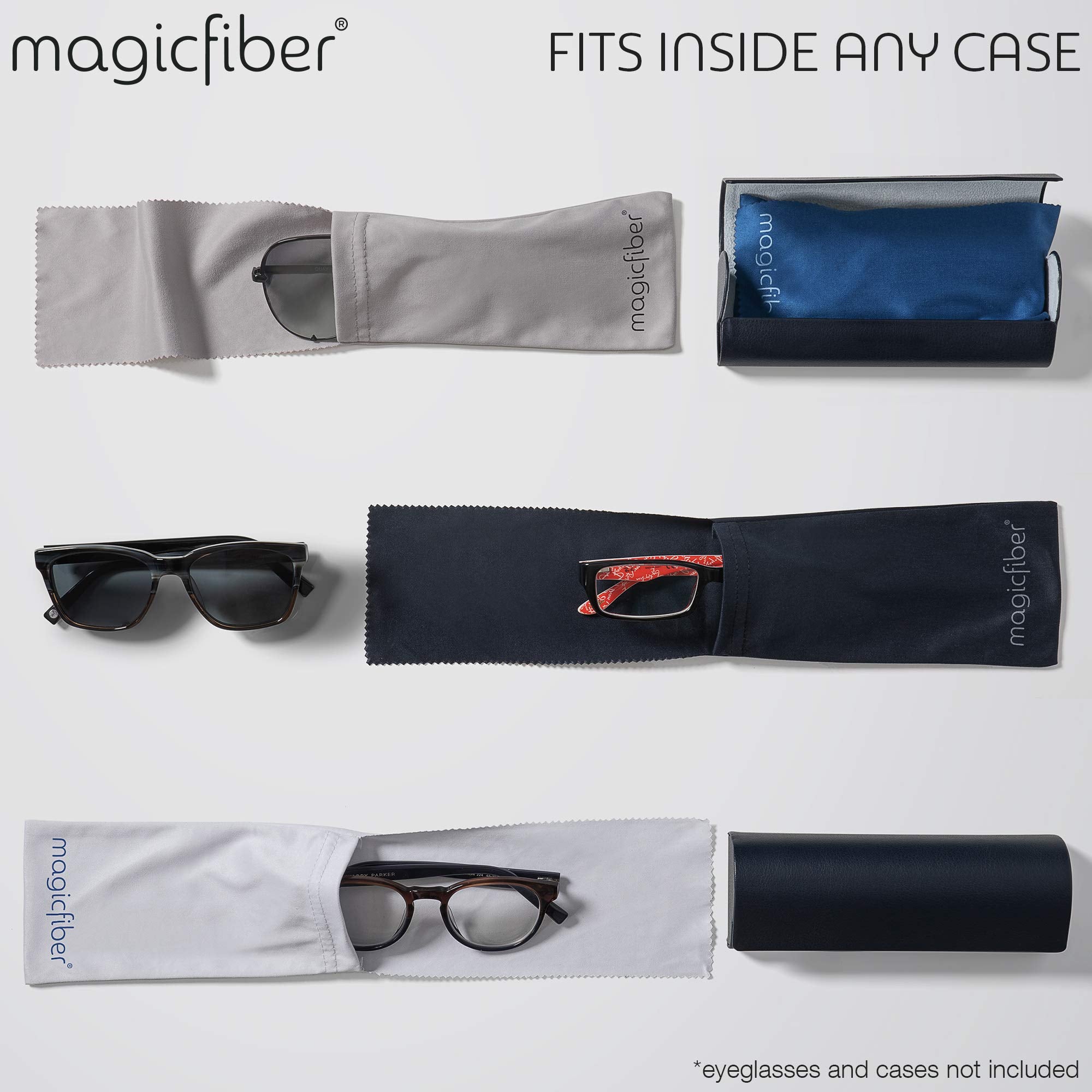 MagicFiber material seguro para lentes delicados y evita rayaduras.