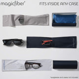 MagicFiber material seguro para lentes delicados y evita rayaduras.