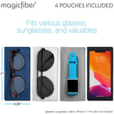 MagicFiber funda de gafas con limpiaclara incorporado para limpieza rápida.