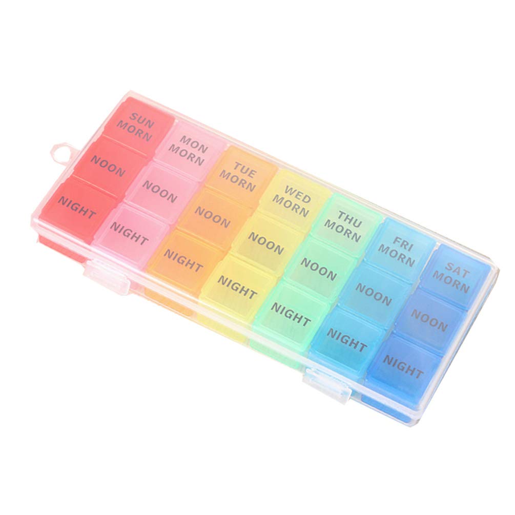 MAGICLULU caja pastillas 7 días, 21 compartimentos para organización diaria.