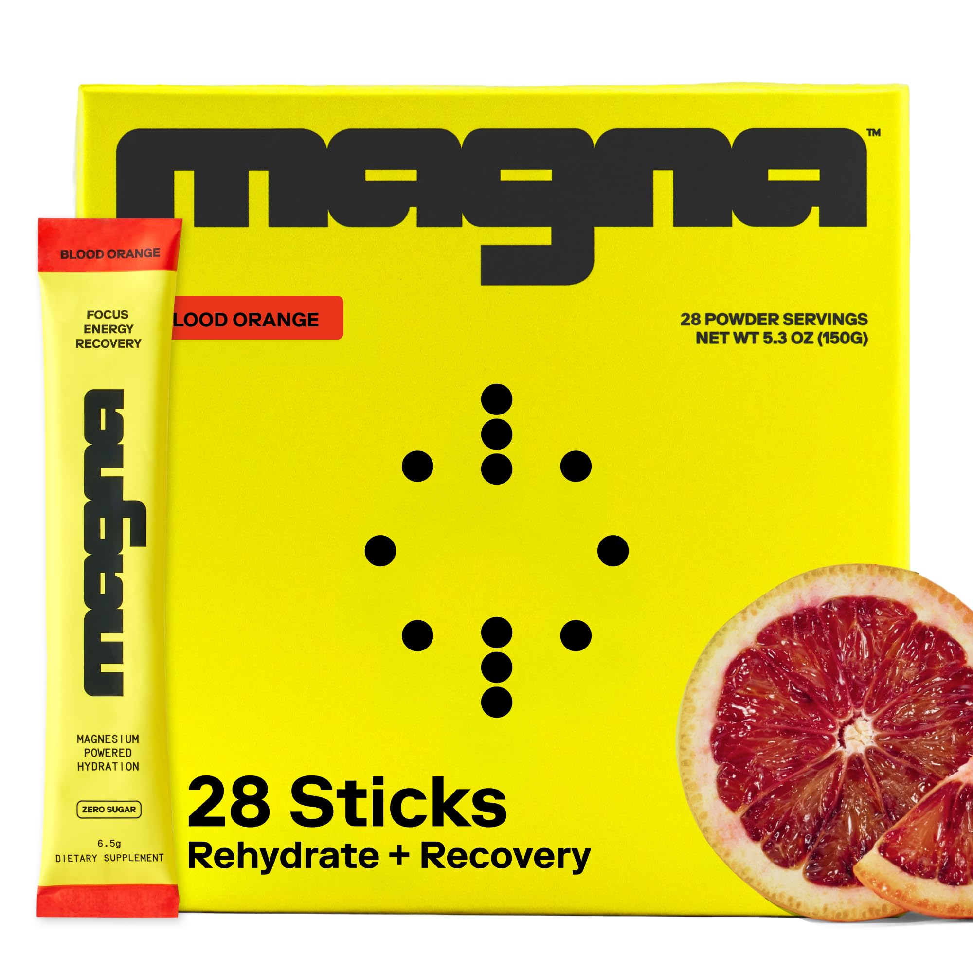 Magna electrolitos en botella, sabor naranja sanguina para hidratación diaria.