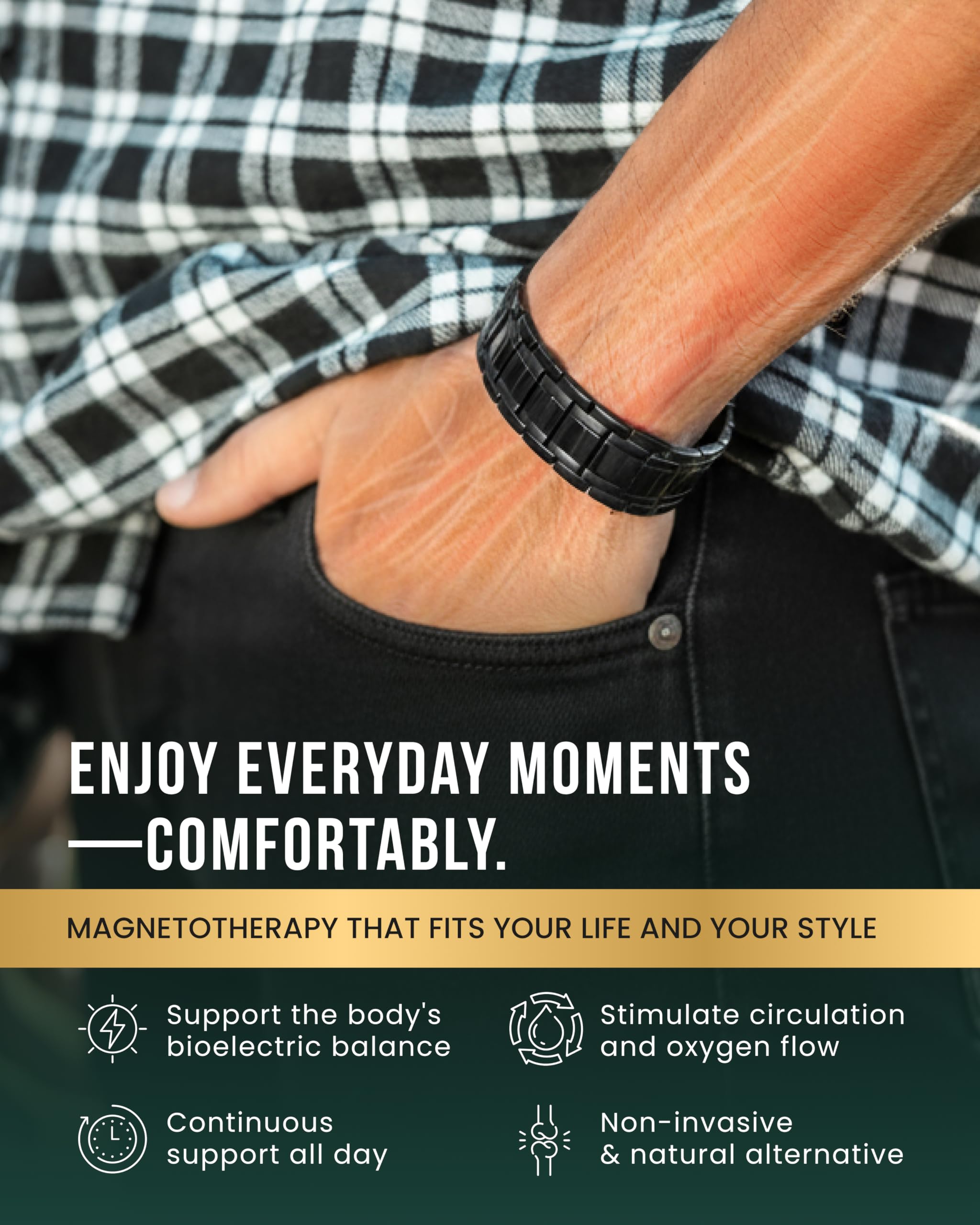 Brazalete MagnetRX para hombre de titanio, duradero y resistente al agua.