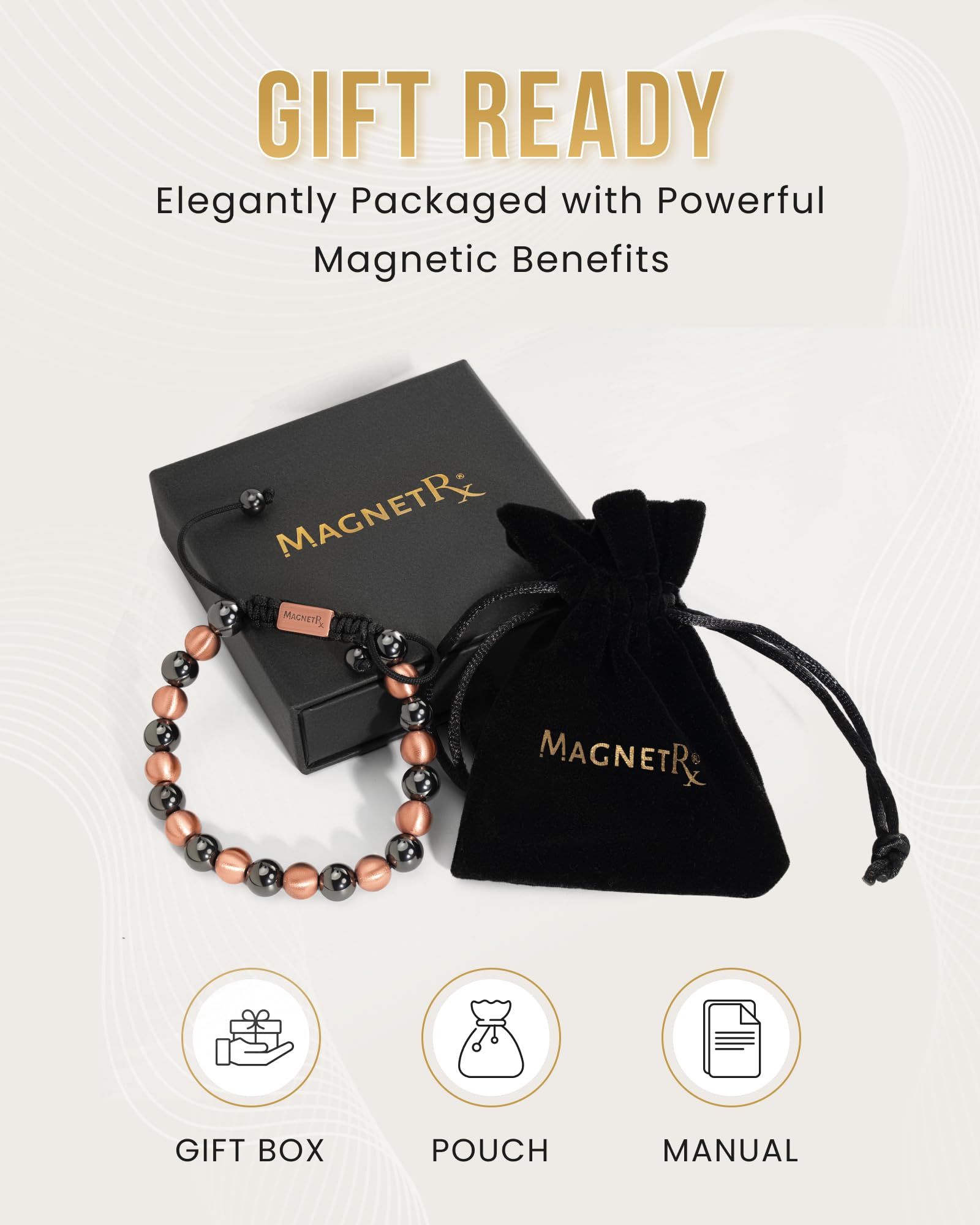 Guía de producto y certificado de calidad dentro de la caja MagnetRX.