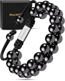 Pulsera MagnetRX hematita 8mm vista frontal, estilo elegante para cualquier ocasión.