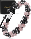 Pulsera MagnetRX Hematita y Cuarzo Rosa para equilibrio emocional diario.