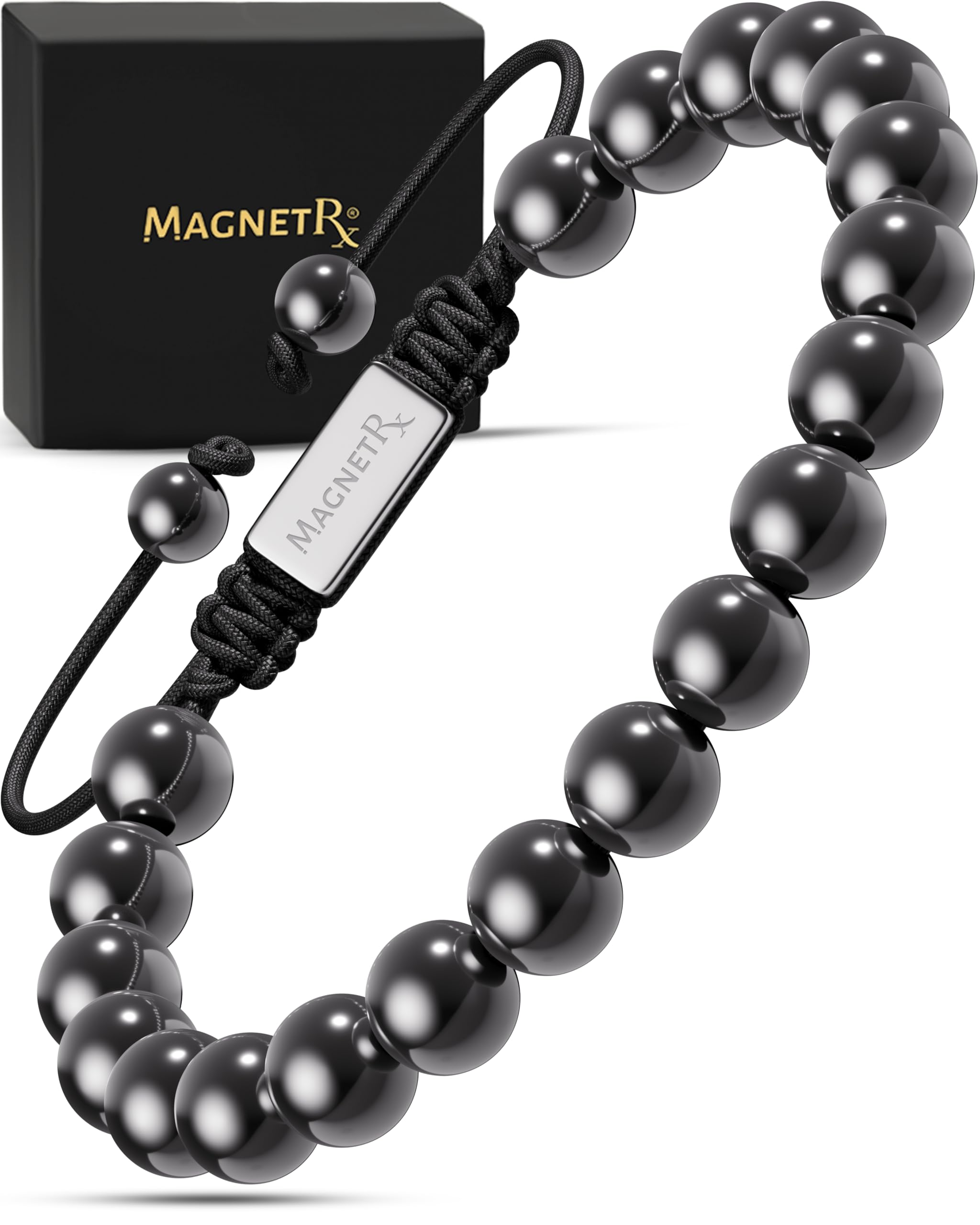 Pulsera MagnetRX hematita de fuerza máxima, posible alivio y apoyo a la circulación.