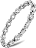 Pulsera magnética MagnetRX con cristales claros para uso diario y estilo.