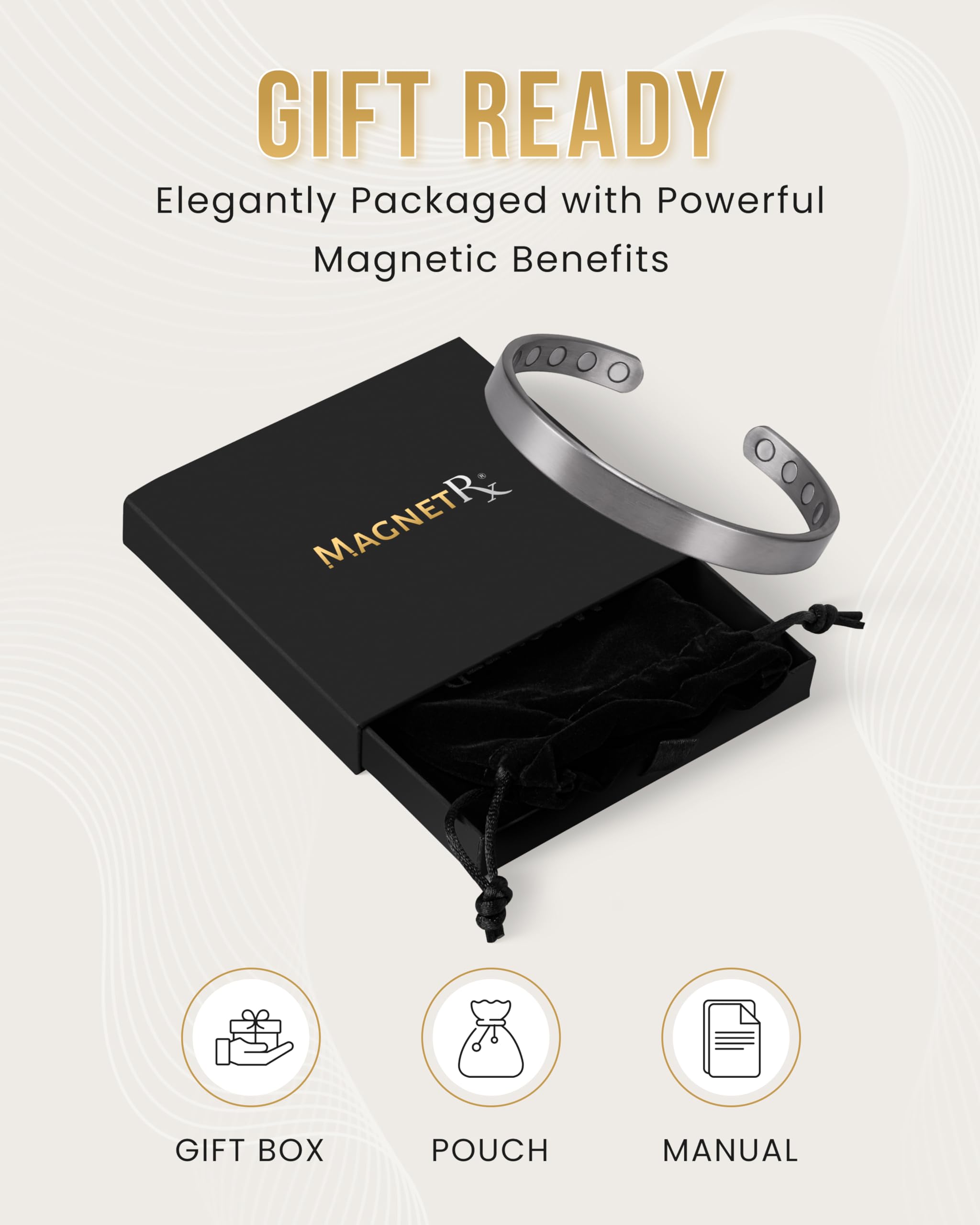 Uso diario con MagnetRX, pulsera magnética para deporte y oficina