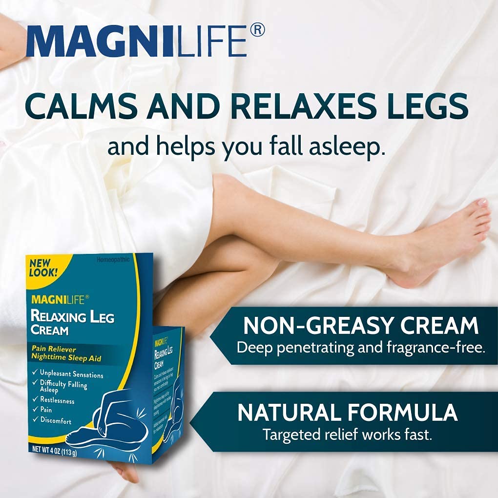 MagniLife Crema Relajante, aplicación nocturna para piernas cansadas sin irritación.