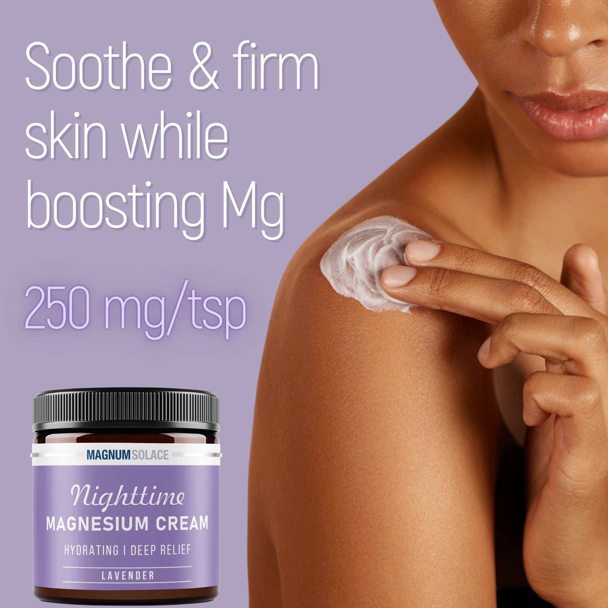 Magnum Solace loción magnesio nocturna para brazos, suave y fácil de aplicar.
