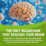 Magtein, cápsulas vegetales, opción libre de gluten y sin alérgenos.
