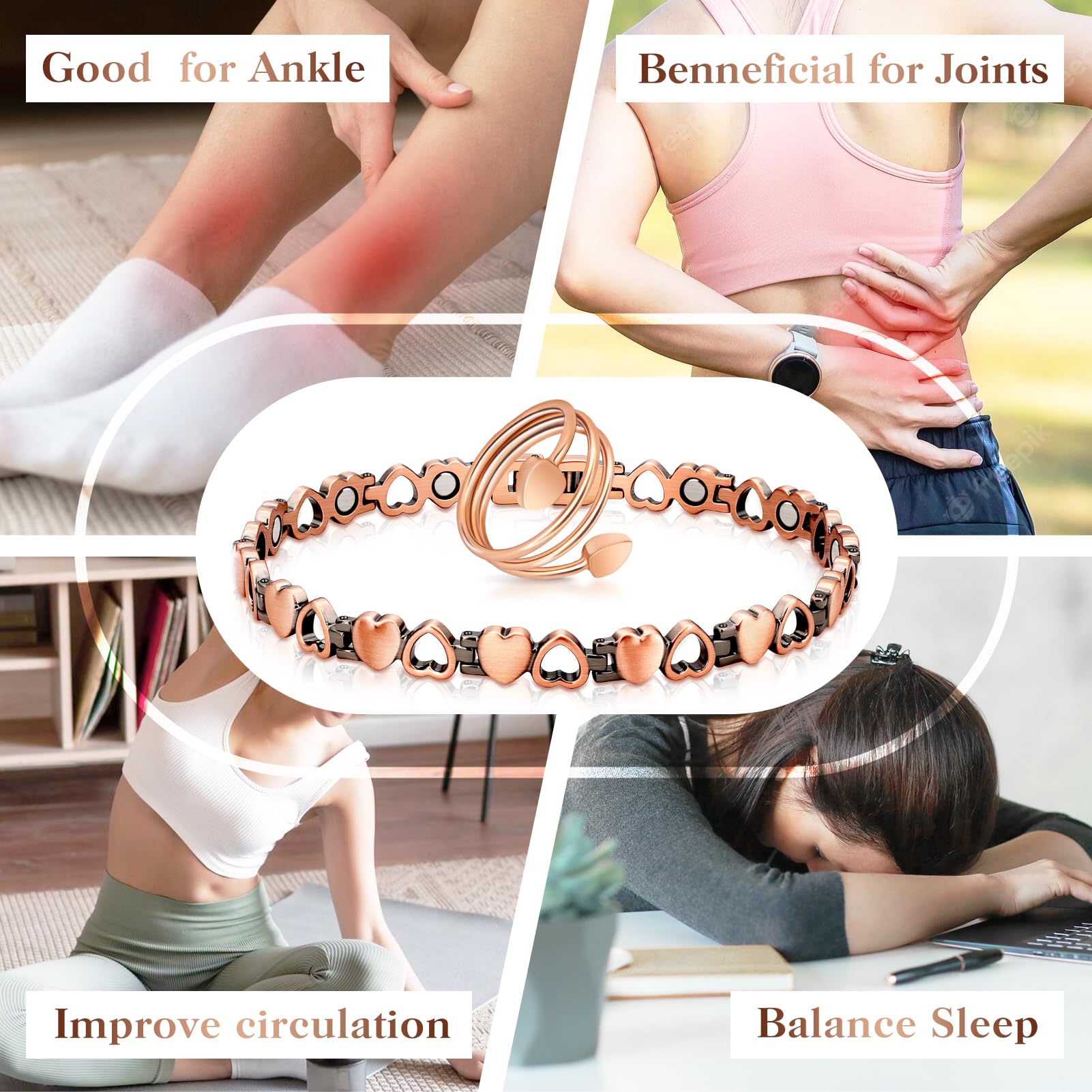 Pulsera tobillo Mahnco hipoalergénica, libre de níquel para piel sensible.