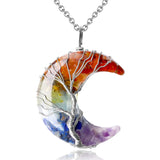 Collar MAIBAOTA con luna creciente y 7 chakras para uso diario.