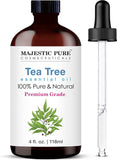 Majestic Pure Aceite de Árbol de Té en frasco ámbar con gotero para difusor