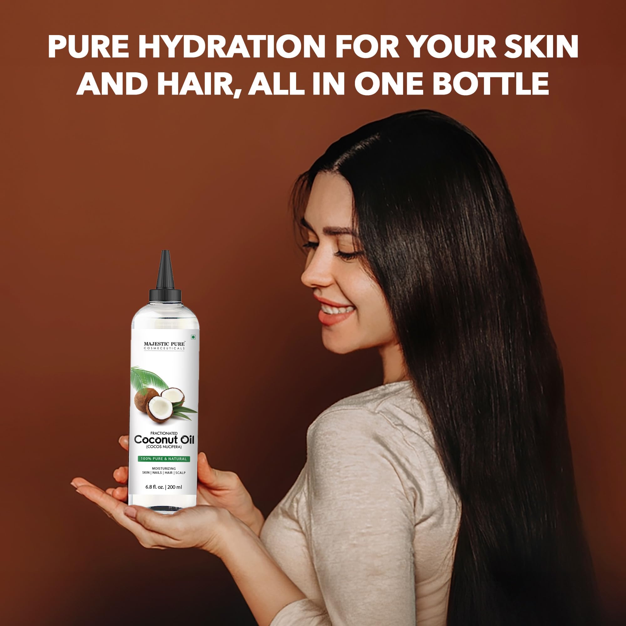Majestic Pure Aceite Coco Fraccionado, aceite portador para diluir aceites esenciales.