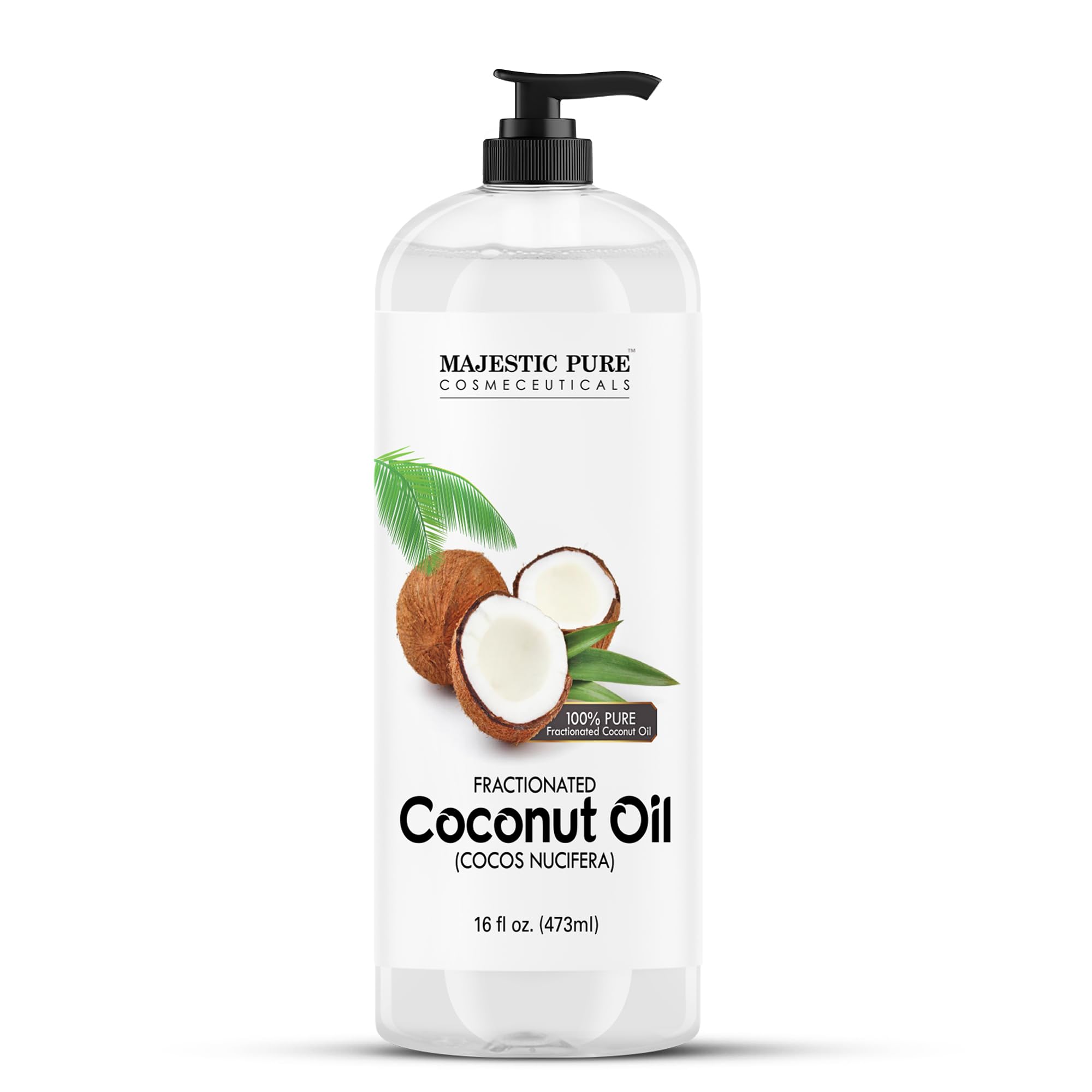 Majestic Pure Aceite de Coco Fraccionado en botella, listo para masaje suave