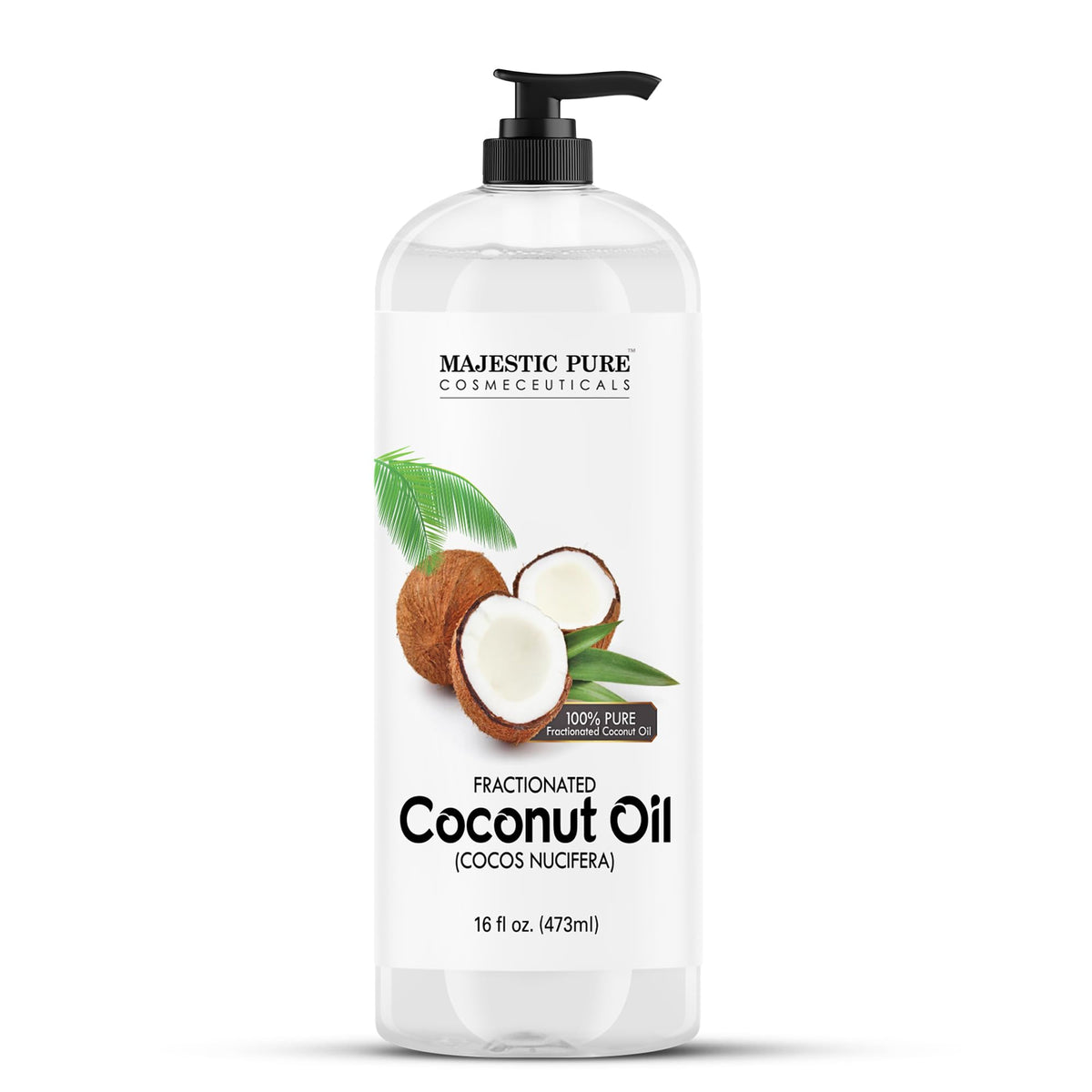 Majestic Pure Aceite de Coco Fraccionado en botella, listo para masaje suave