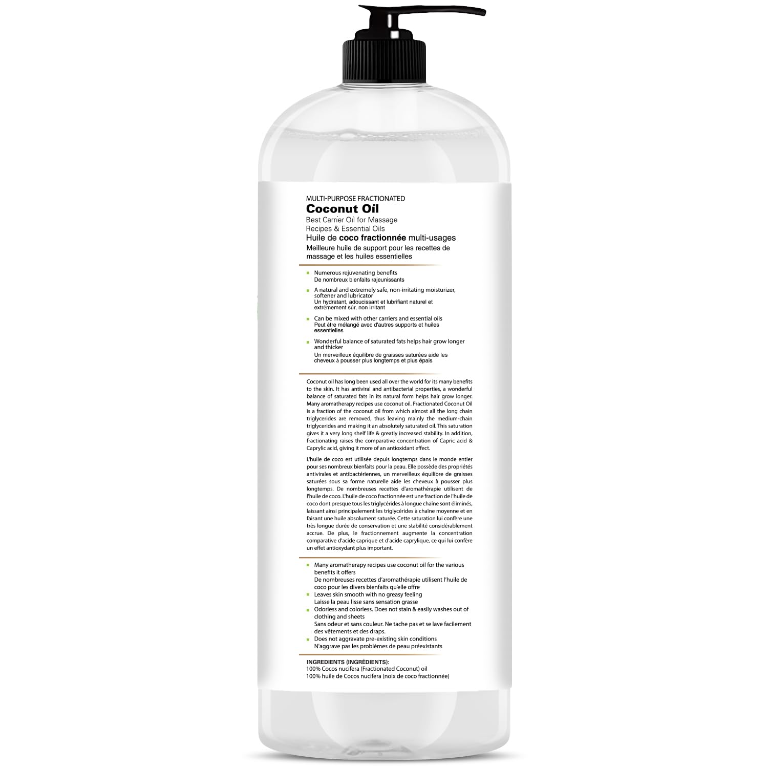 Majestic Pure Aceite de Coco Fraccionado, cuidado capilar para acondicionamiento suave