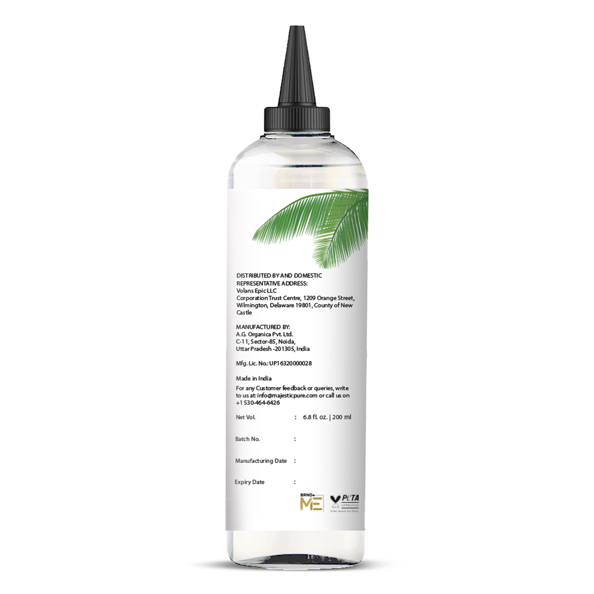 Majestic Pure Aceite Coco Fraccionado desodorante natural ligero y no grasoso.