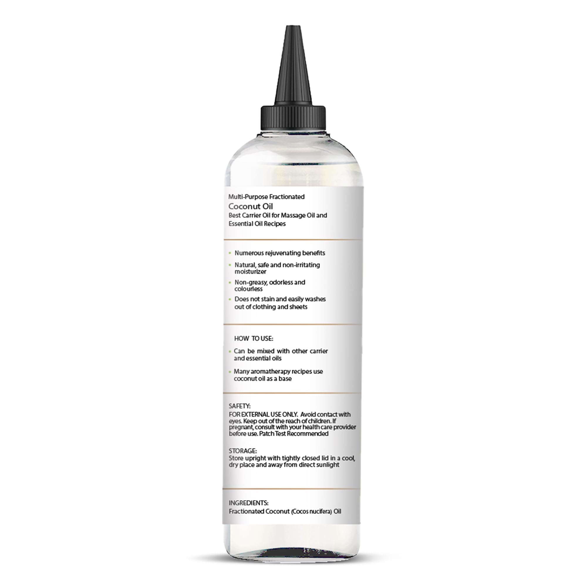 Majestic Pure Aceite Coco Fraccionado ideal para masaje y aromaterapia.