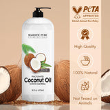 Majestic Pure Aceite de Coco Fraccionado, textura incolora con ligero tinte amarillo