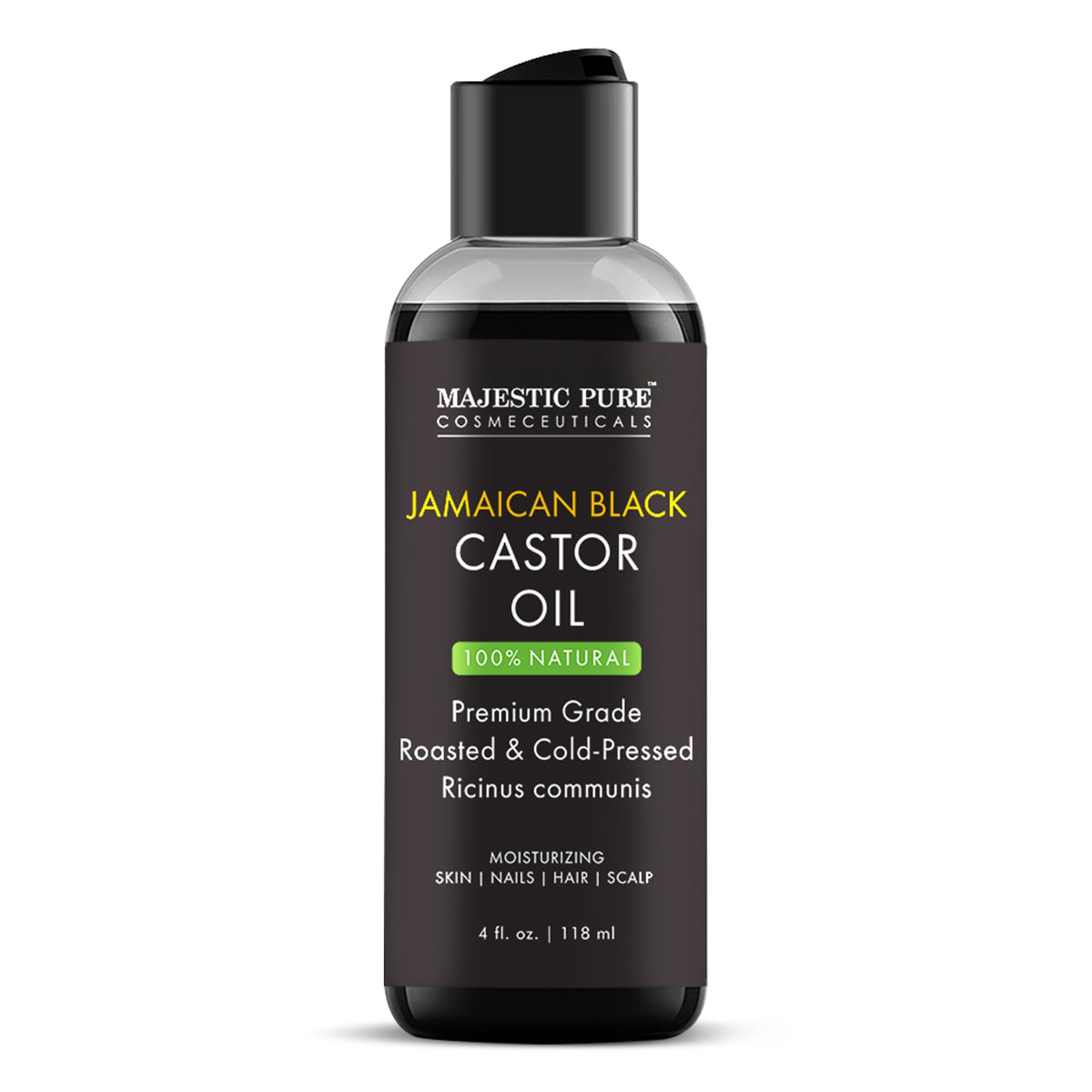 Majestic Pure aceite de castor jamaicano en bote, hidratación para cabello.