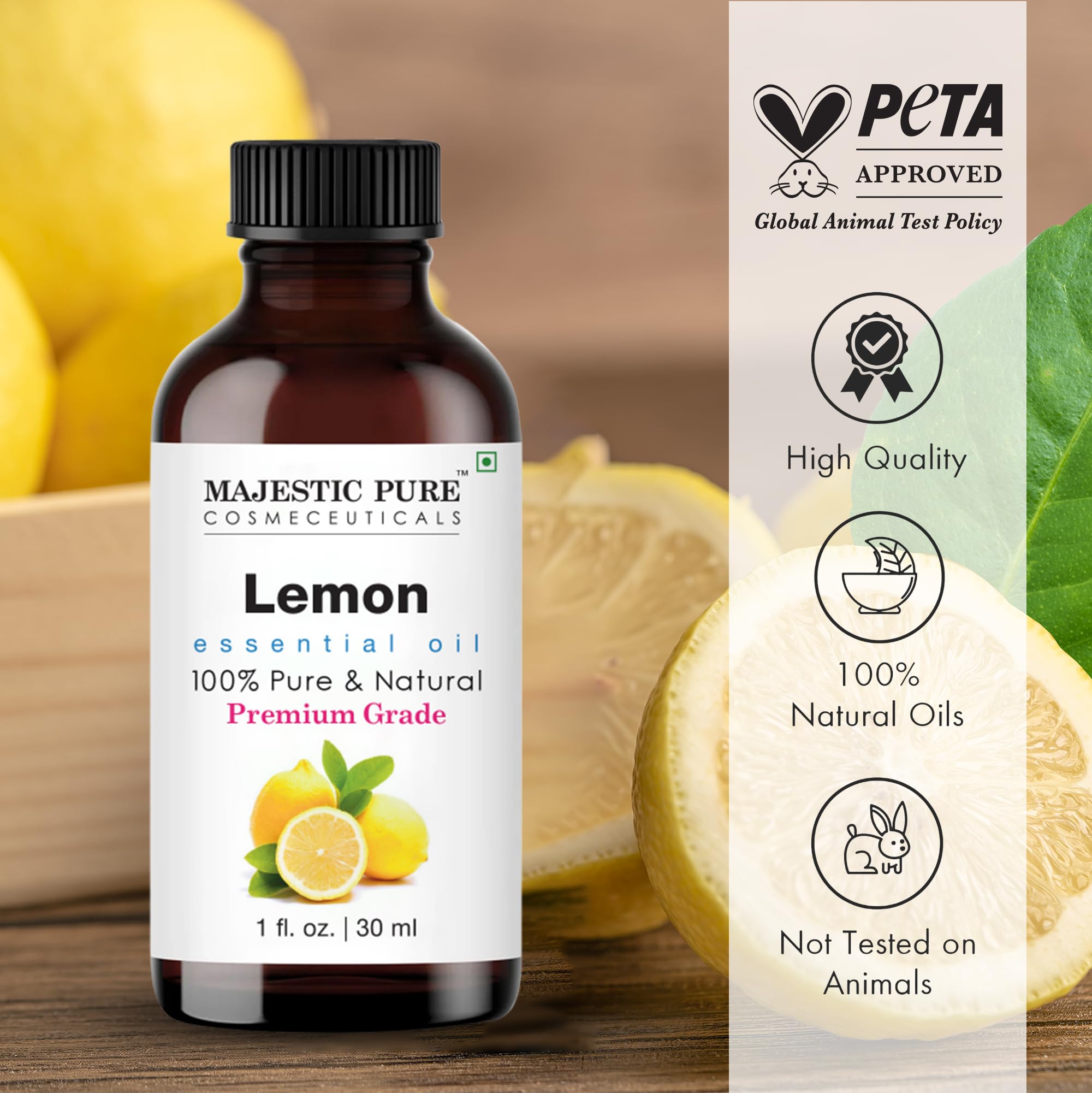 Aceite esencial de limón Majestic Pure con gotero para dosificar con precisión