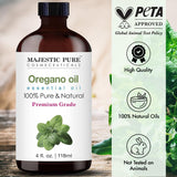 Majestic Pure Aceite de oregano en frasco ambar para conservar la pureza