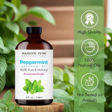 Aceite de Menta Majestic Pure en botella de vidrio para difusor en casa.