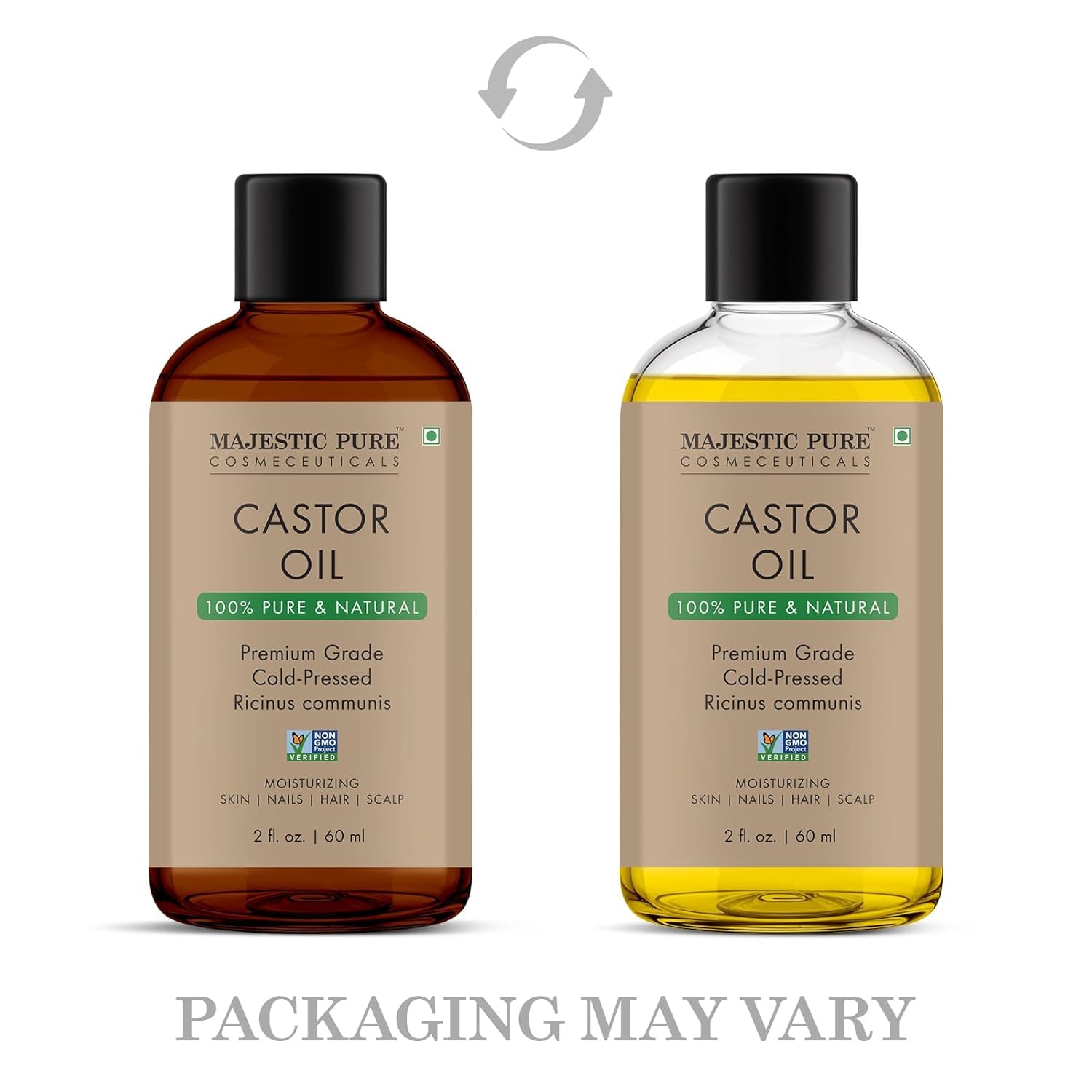 Majestic Pure Aceite de ricino, cabello con brillo natural.