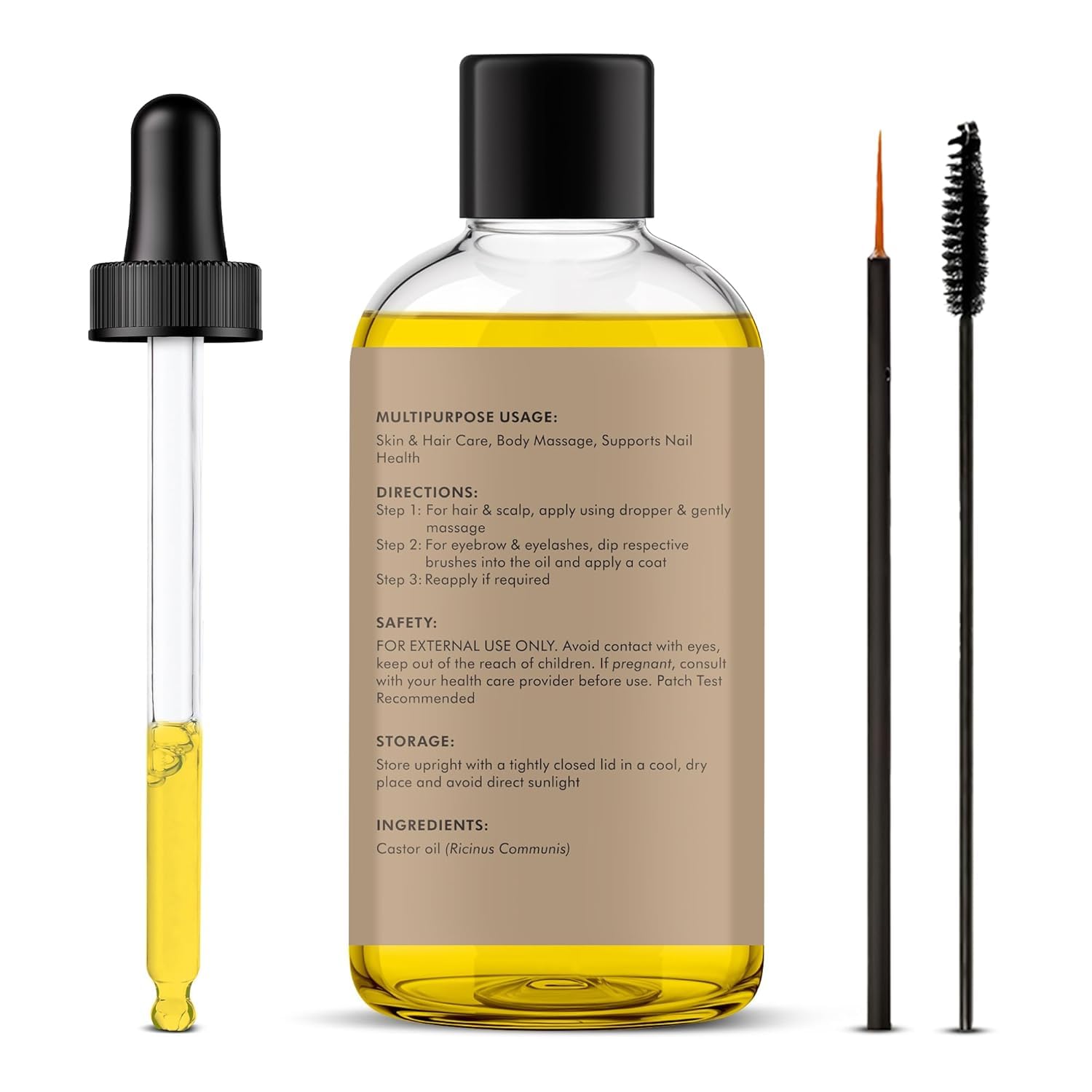 Majestic Pure Aceite de ricino, envase premium para viaje.