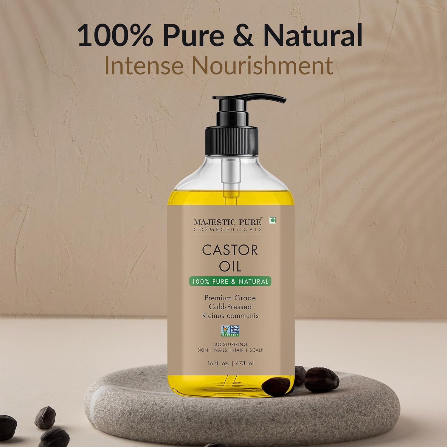 Majestic Pure aceite de ricino hidratación intensa para piel seca