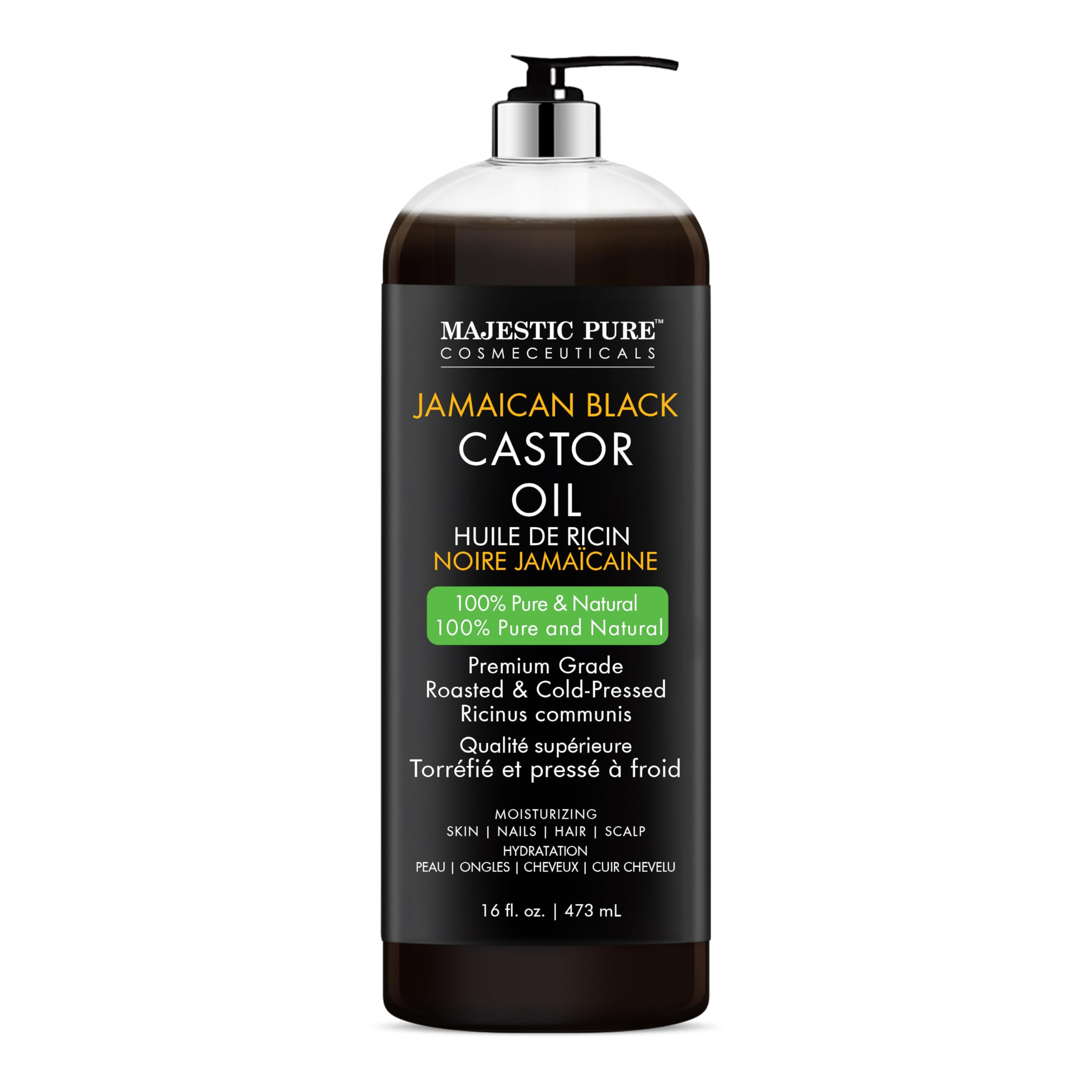 Majestic Pure Aceite de Ricino Negro Jamaicano para piel, hidrata y suaviza.