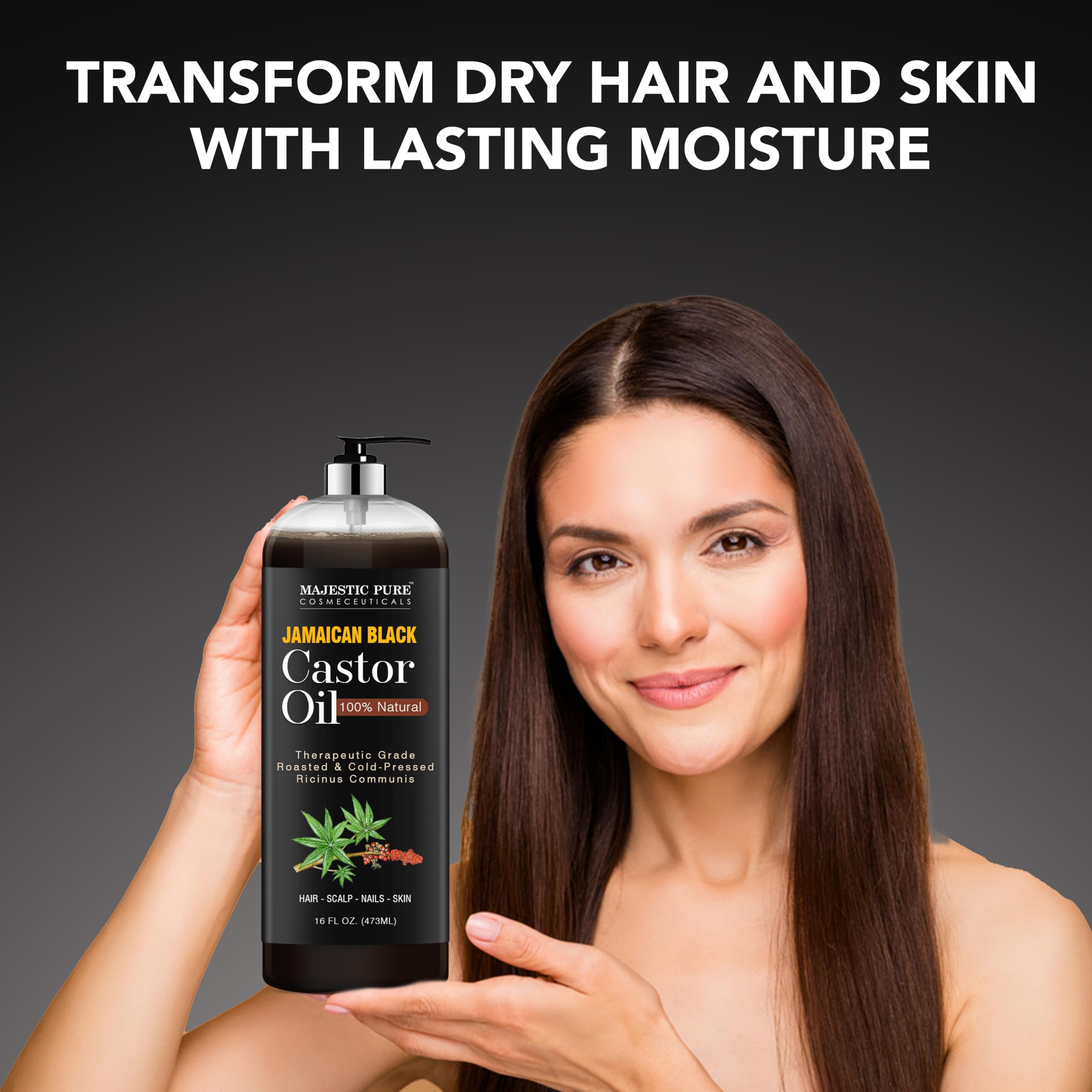 Majestic Pure Aceite de Ricino Negro Jamaicano para uñas, nutre y fortalece las uñas.