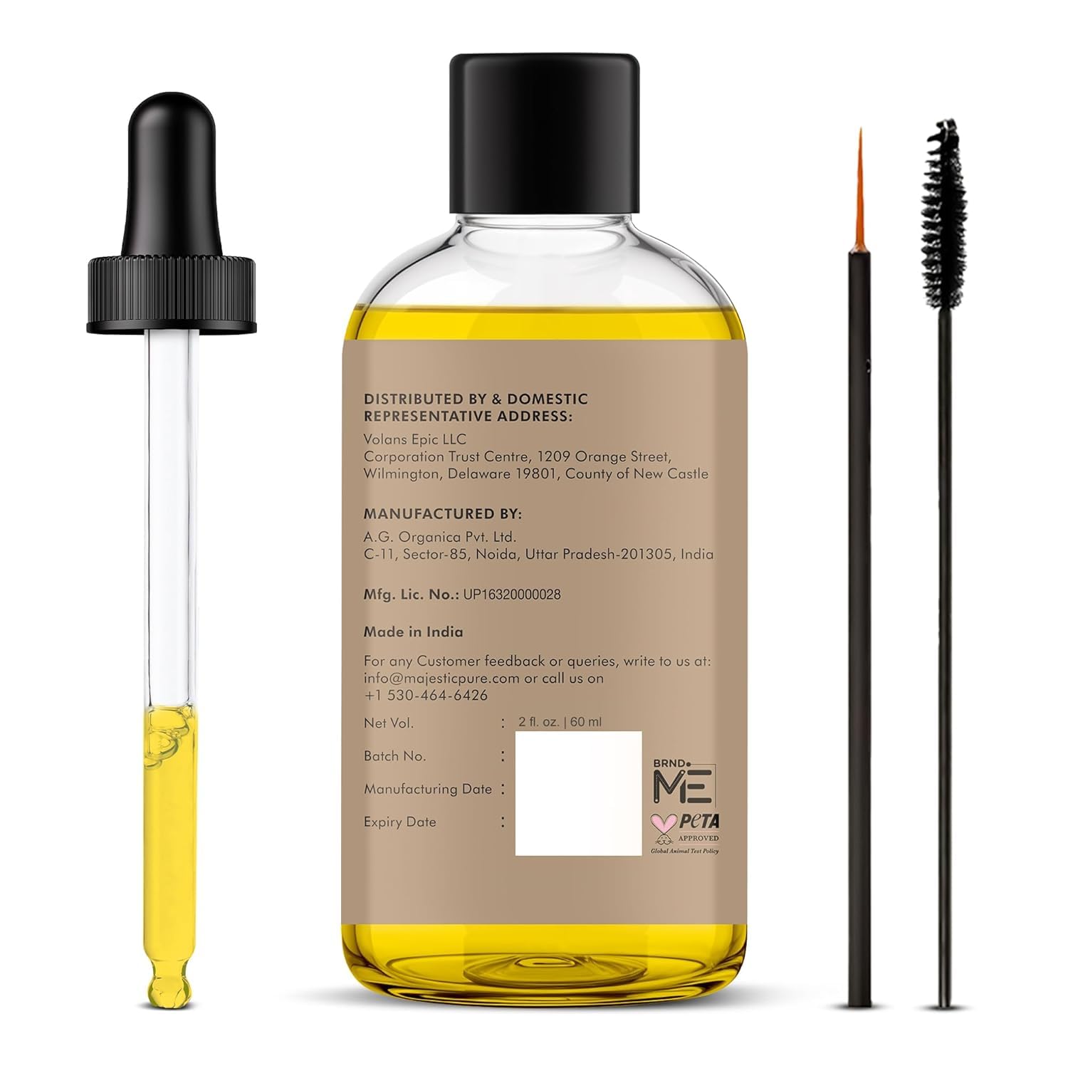 Majestic Pure Aceite de ricino, uso diario para piel y cabello.