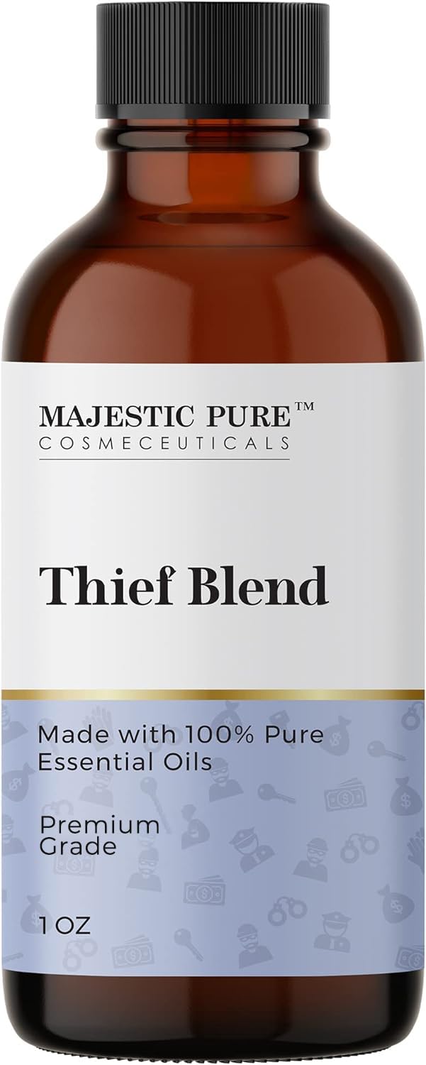 Majestic Pure mezcla aceites esenciales con eucalipto para aromaterapia y purificación ambiental.