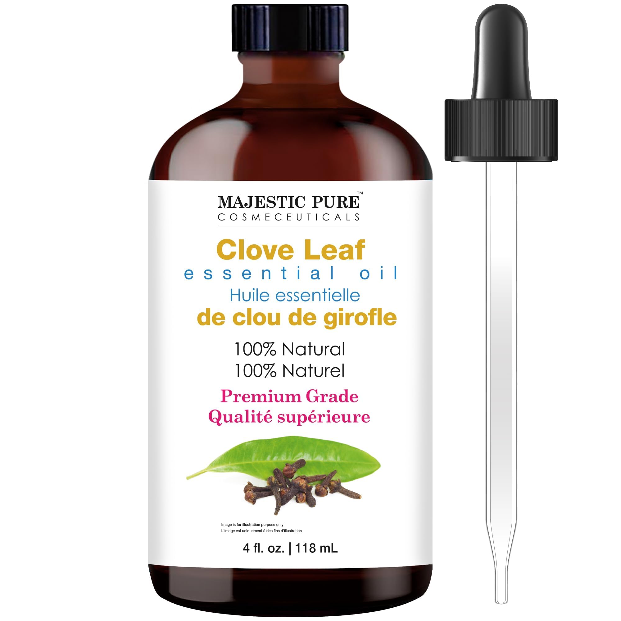 Majestic Pure Clavo aceite con gotero integrado para dosificar con precisión.