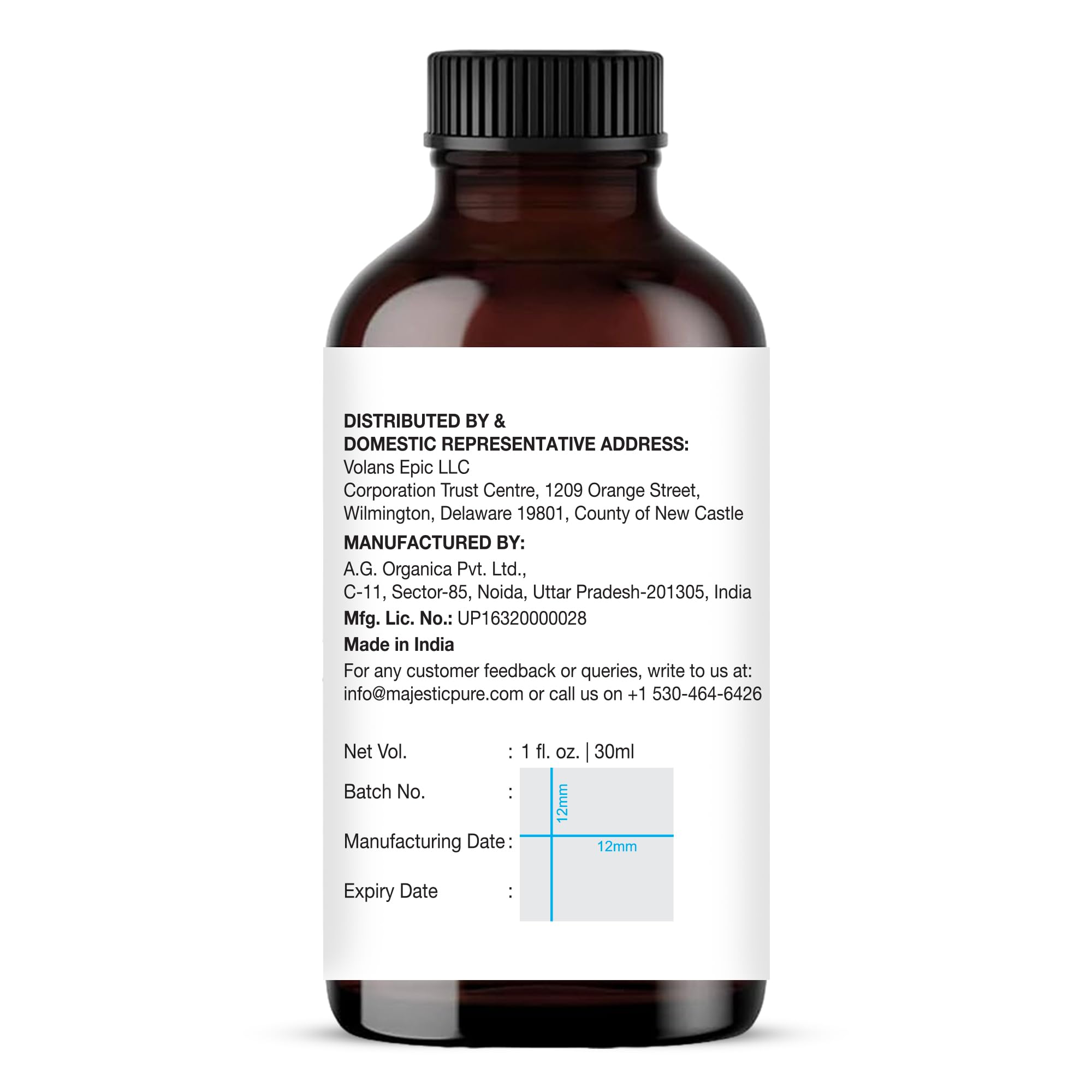 Envase libre de crueldad para Majestic Pure con etiqueta ética.