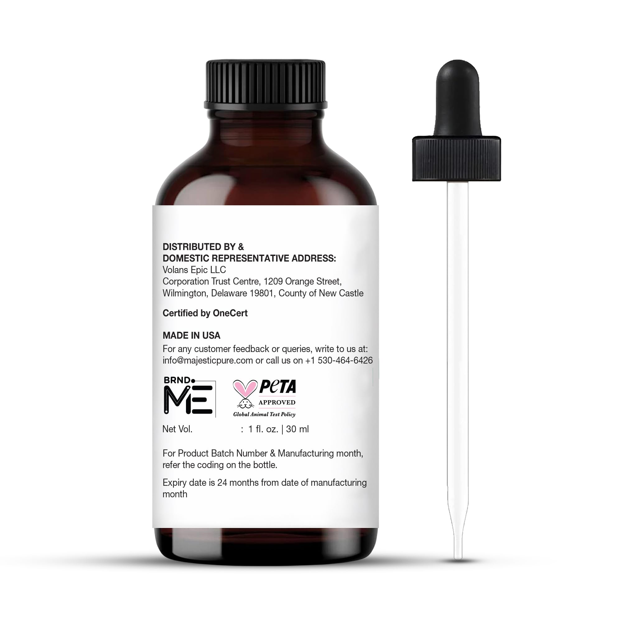Majestic Pure romero, aceite esencial cruelty-free con prácticas de abastecimiento responsables.