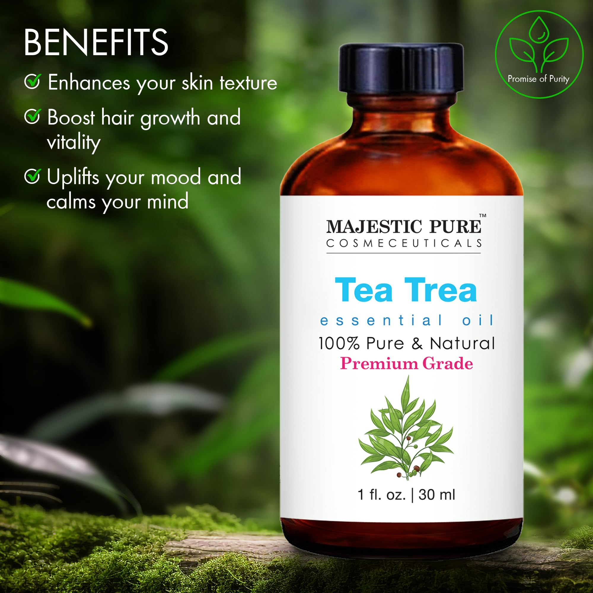 Majestic Pure Tea Tree Oil ideal para jabones y velas, calidad asegurada.